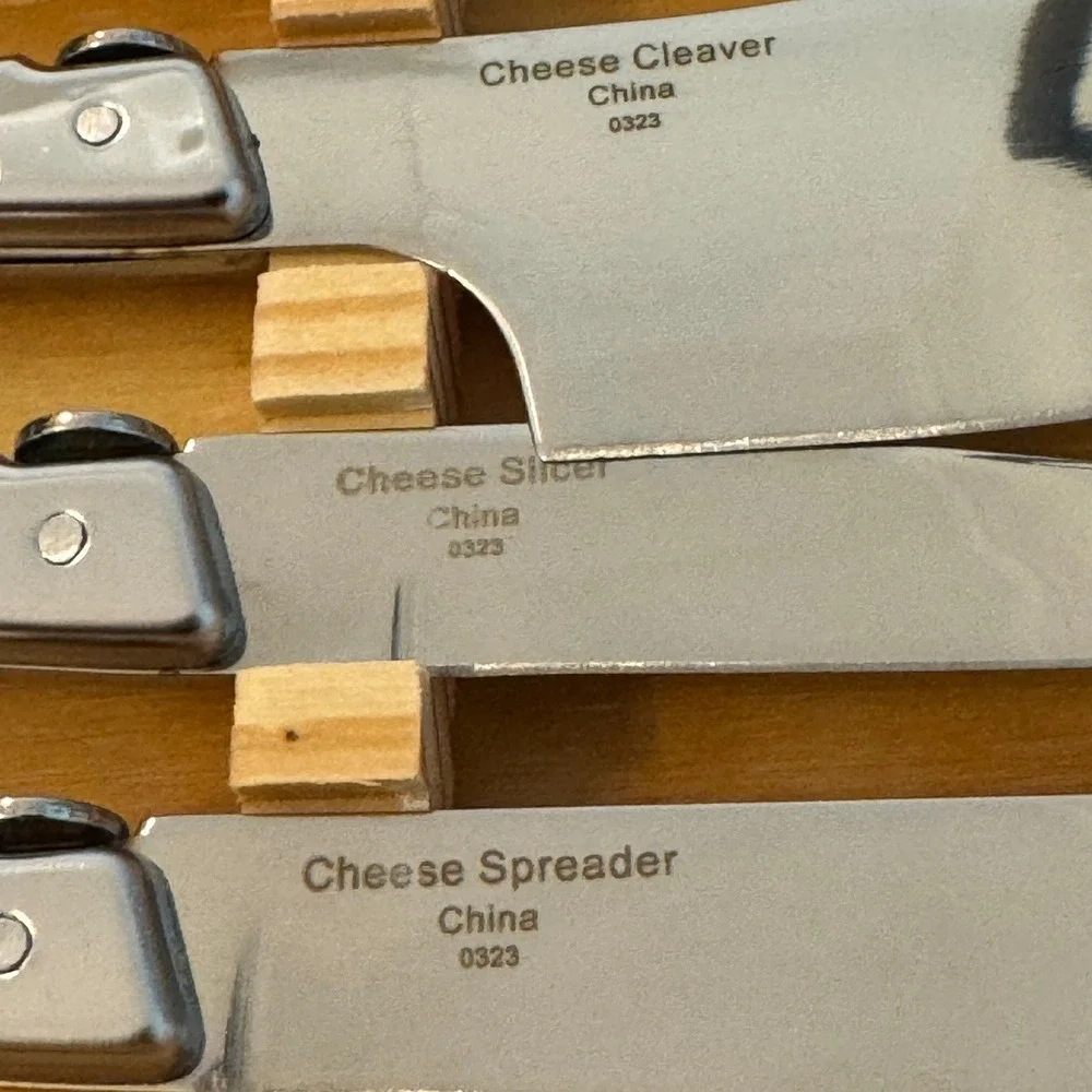 Wolfgang Puck 3 Piece Stainless Steel Cheese Knife Set in Wood Gift Box 0323